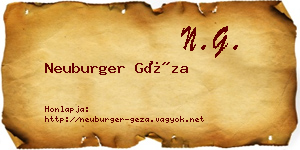 Neuburger Géza névjegykártya
